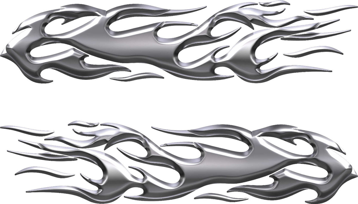chrome flames motorcycle decals kit